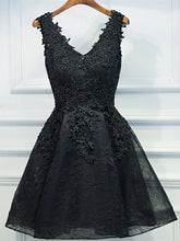 Black Lace Graduation Dress, A-Line Black Homecoming Dress